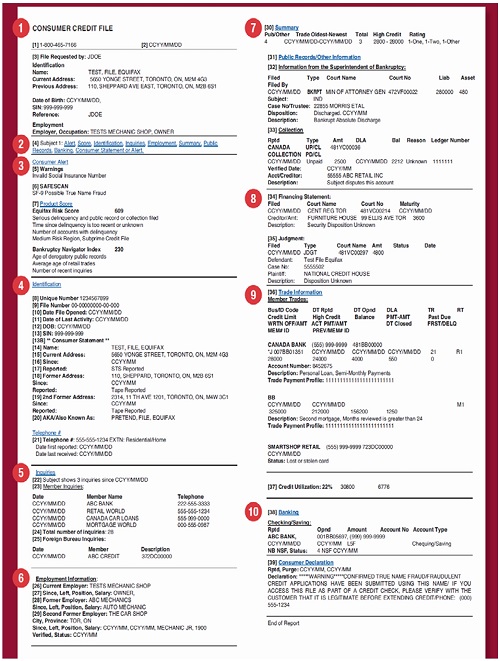 01 - Equifax - Full Credit Report One Page - Sample