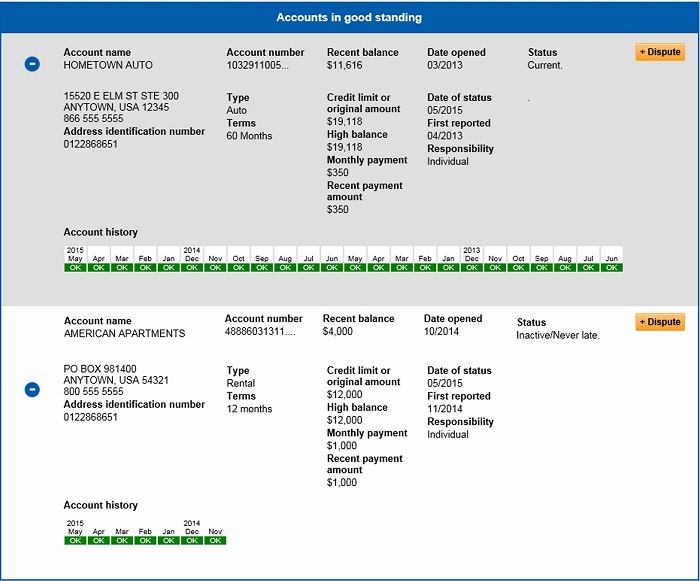 Experian - Accounts in Good Standing