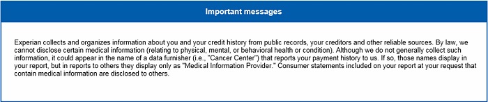 Experian - Important Mesaages